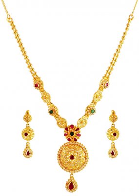 22k Gold Necklace Set ( Gold Designer Sets )