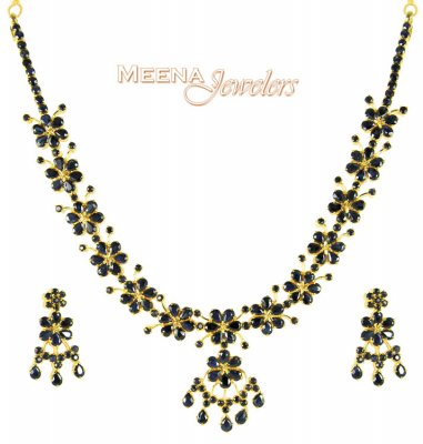 Sapphire Designer Necklace Set ( Sapphire Necklace Sets )