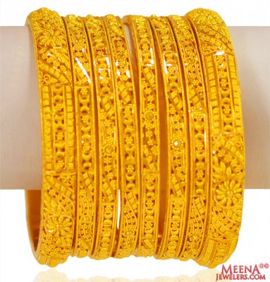 22K Gold Bangles Set of 8 ( Set of Bangles )