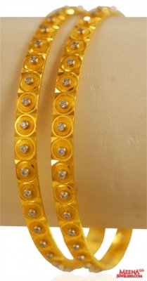 22K Gold Machine Bangles (2PC) ( Gold Bangles )