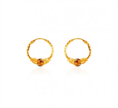 22k Gold Meenakari Hoop Earrings ( Hoop Earrings )