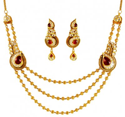 22K Gold Layered Antique Set ( Antique Necklace Sets )