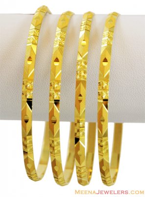 22K Gold Machine Bangles(4 pcs) ( Set of Bangles )