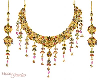 22K Antique Necklace Set ( Antique Necklace Sets )