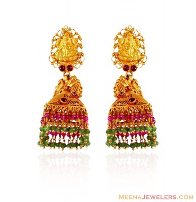 22K Gold Laxmi Jee Jhumki ( 22Kt Gold Fancy Earrings )