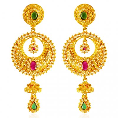 22Kt Gold Chand bali Earrings ( 22Kt Gold Fancy Earrings )