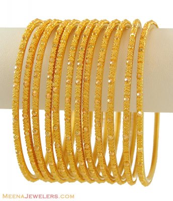 22K Gold Bangles (12 Pcs Set) ( Set of Bangles )