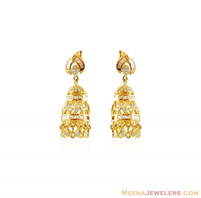 18kt Diamond Jhumki Earrings ( Diamond Earrings )