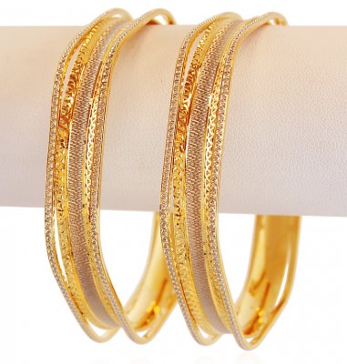 Rhodium 22K Hexagon Bangles  ( Two Tone Bangles )