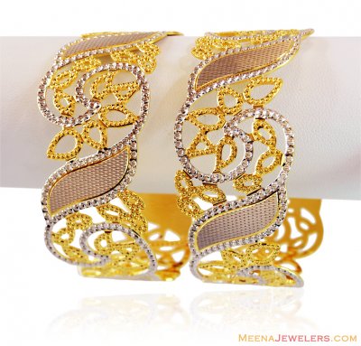 22k Designer Wide 2 Tone Kadas (1PC) ( Two Tone Bangles )