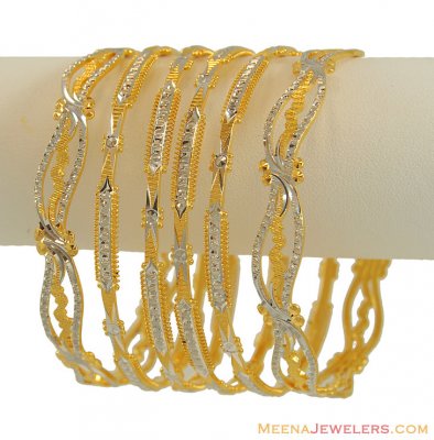 Set of 6 Bangles (22K Gold) ( Two Tone Bangles )