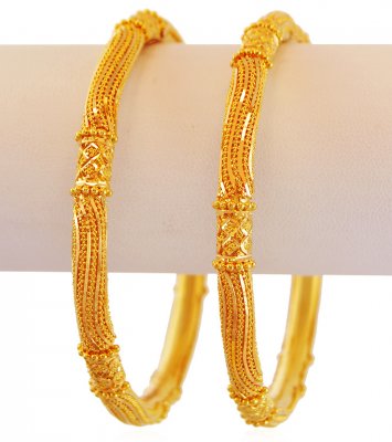 Designer Machine Filigree Bangles  ( Gold Bangles )