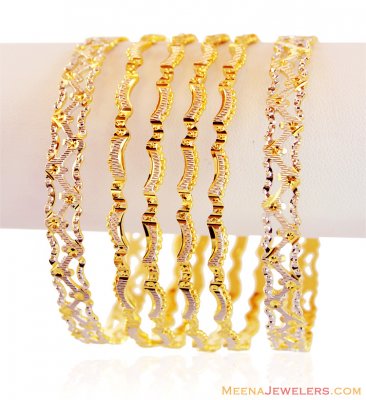 22K Gold Rohdium Plated Bangles ( Two Tone Bangles )