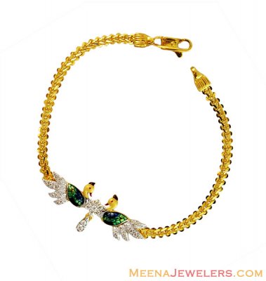 22K Fancy Peacock CZ Bracelet  ( Ladies Bracelets )