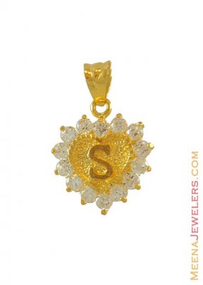 22K Initial S Pendant ( Initial Pendants )