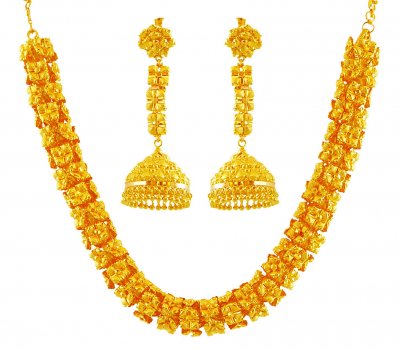 22K Gold Necklace Earring Set ( 22 Kt Gold Sets )