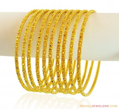 Yellow Gold Churi Set (10 Pcs) ( Set of Bangles )