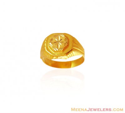 22K Gold Baby Boy Ring - BjRi22415 - 22K Gold Baby Boy Ring designed  beautifully in square shape and different style in shine finish.
