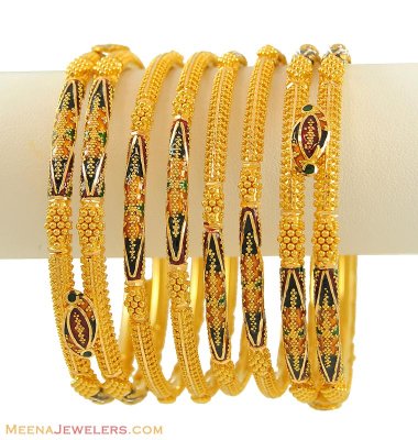 22K Indian Bangles Set (4 pcs) ( Set of Bangles )