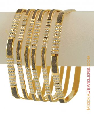 22K 2 Tone Bangle Set (Hexagon Shaped) ( Set of Bangles )