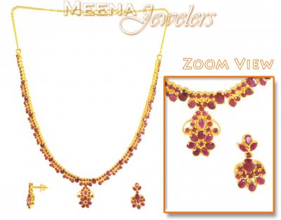 22Kt Gold Ruby Necklace ( Ruby Necklace Sets )