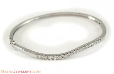 White Gold Bangle with CZ ( Stone Bangles )