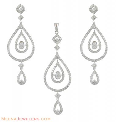 White Gold Designer Pendant Set ( White Gold Pendant Sets )