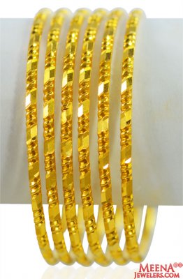 22K Gold Machine Bangles Set(6 Pc) ( Set of Bangles )