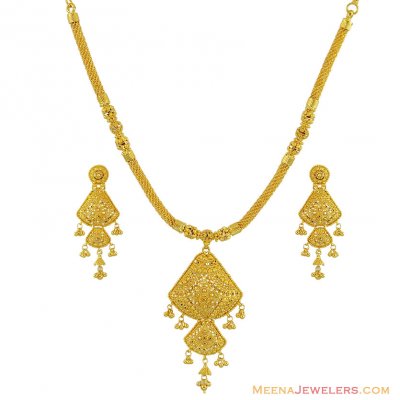 22K Designer Filigree Necklace Set ( 22 Kt Gold Sets )