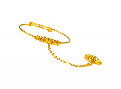 22K Gold Kids Kada with Ring ( Baby Bangles )