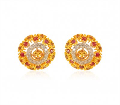 Designer Stones Earrings 22k Gold ( Precious Stone Earrings )