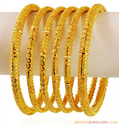 22k Designer Pipe Bangles Filigree ( Set of Bangles )