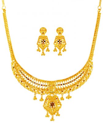 22 Karat Gold Necklace Earring Set ( 22 Kt Gold Sets )