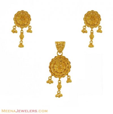 22K Floral Pendant Set ( Gold Pendant Sets )