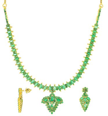 Gold Emerald Necklace Set ( Emerald Necklace Sets )