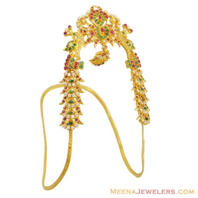 22K Gold Designer Stone Armbracelet ( Gold Armlet (Baju Bandh) )