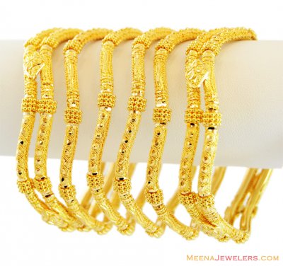Indian Gold Bangles Set 22K - BaSt12841 - Indian gold bangles set (6 ...