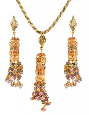 22Kt Gold Antique Pendant Set ( Antique Pendant Sets )