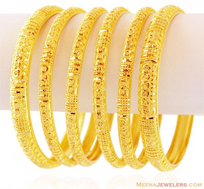 22k Gold Bangles Set (6 Pc) ( Set of Bangles )