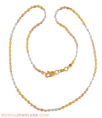 Gold Three Tone Rice Chain ( 22Kt Gold Fancy Chains )