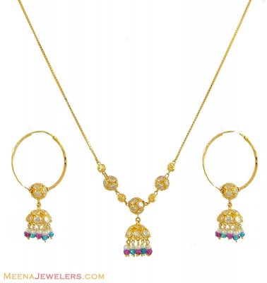 22k Fancy Necklace Bali Set ( Gold Designer Sets )