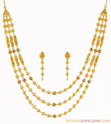22K Layered Necklace Set ( 22 Kt Gold Sets )