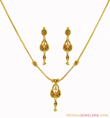 22k Indian Meena Necklace Set ( Light Sets )