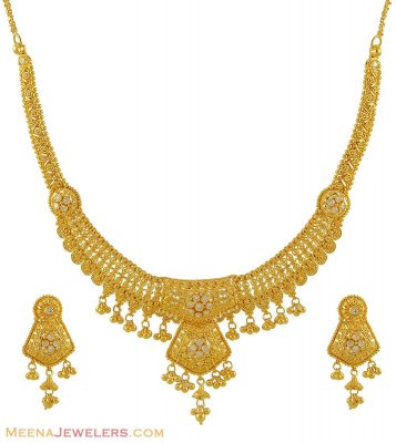 22Kt Gold Necklace - StGo8314 - 22Kt Gold Necklace set with beautiful
