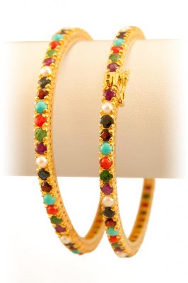 22k Gold Bangle with Precious Stones ( Precious Stone Bangles )