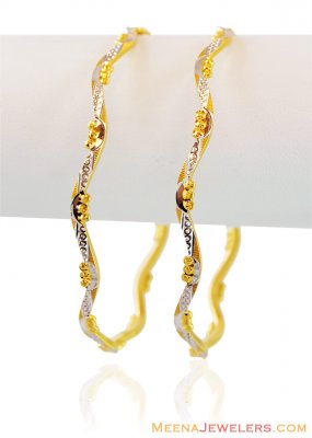 22Kt Gold fancy Bangles (2 PC) ( Two Tone Bangles )