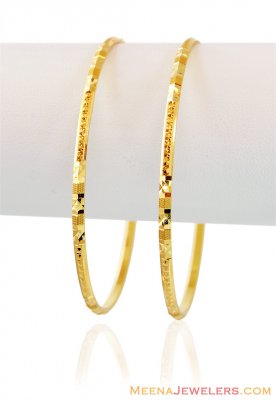 Machine Cut Gold Bangles (2 pc) ( Gold Bangles )