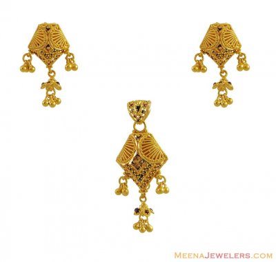 Indian Pendant Set (22 Karat) ( Gold Pendant Sets )