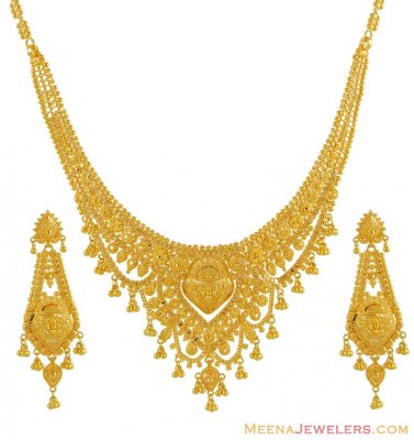 22k Yellow Gold Necklace Set ( 22 Kt Gold Sets )