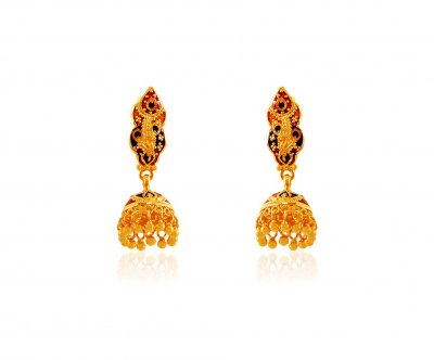 22Kt Gold Meenakari Earrings ( 22Kt Gold Fancy Earrings )